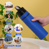 Silicone Insulated Sports Water Bottle Includes Both Straw and Sip Lid for Fitness&Gym&Outdoor