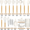 Kitchen Cooking Utensils Set 33 Pcs Non-Stick Silicone Cooking Kitchen Utensils Spatula Set With Holder Wooden Handle