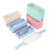 3 Layers Versatile Wheat Straw Fiber Lunch Box with Utensil Set